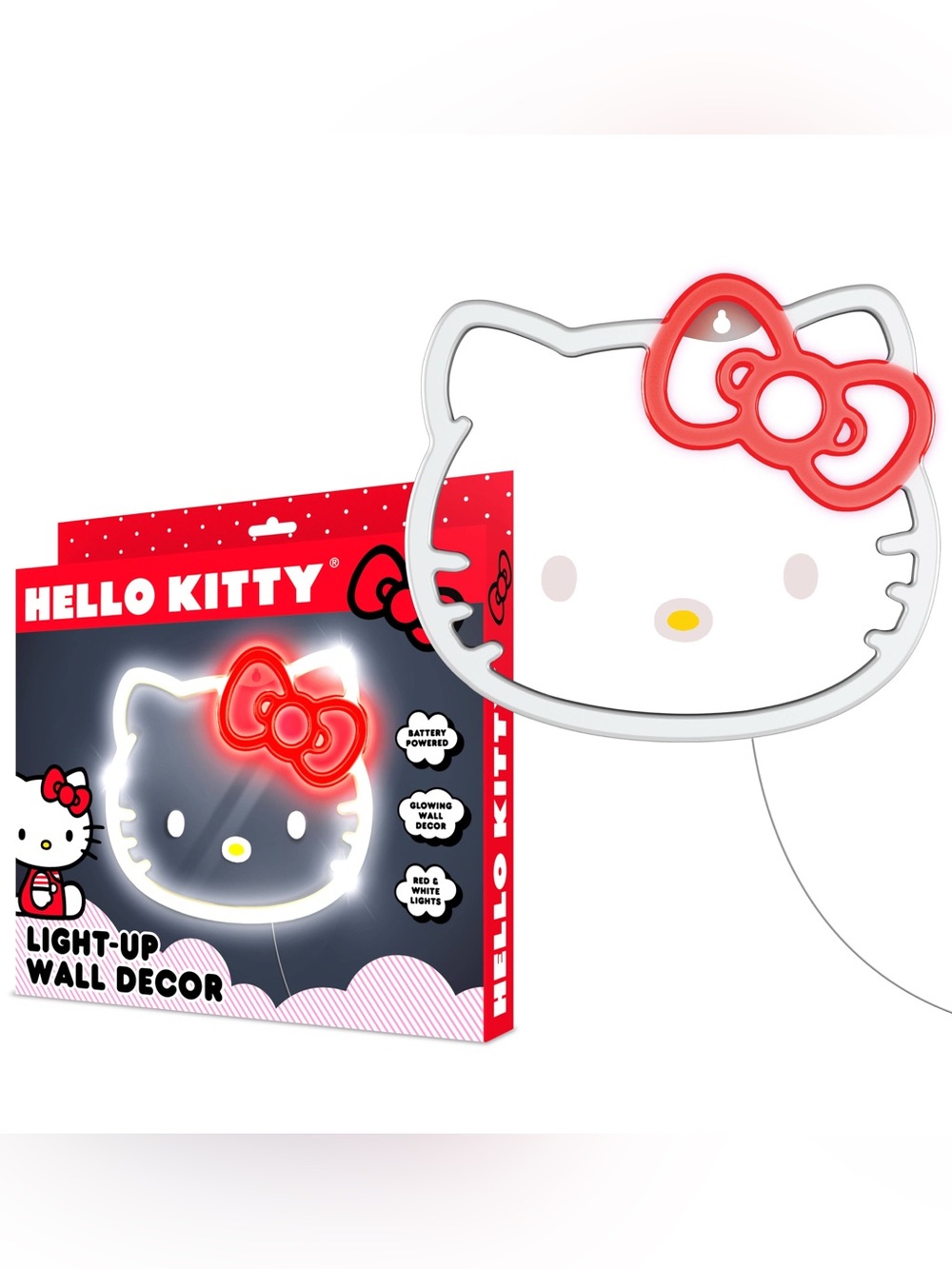 Hello Kitty By Sanrio NIB Light Up Wall Decor Red & White Lights / 9"X8”